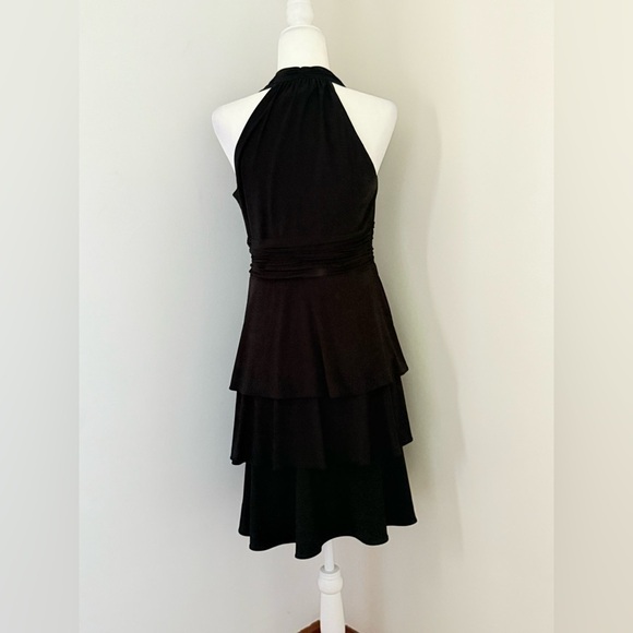 Black Evan Picone ruffled party dress size 8 - Picture 3 of 16